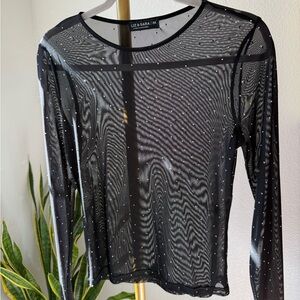 Liz & Sara Black Sheer Embellished Blouse